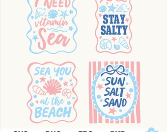 Summer Beach SVG Bundle, Beach Life Design, Coquette Bow Cut File for Cricut