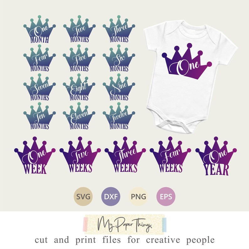 Download First Birthday Monthly Baby Milestones Bundle Svg Crown Svg Eps Baby Milestone Svg Png Dxf Newborn Svg Baby Month Milestone Svg Clip Art Art Collectibles