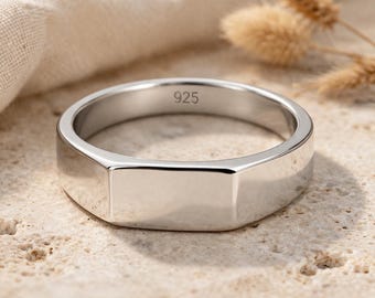 925スターリングシルバー製ミニマリストバンドリング｜モダンで幾何学的な重ね付け可能なデイリージュエリー