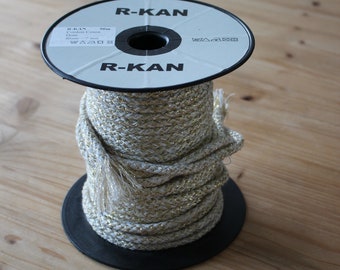 Roll of white and gold cotton/lurex cord - 40m