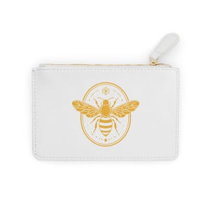 Golden Bee Mini Clutch Bag, Chic Coin Purse, Stylish Pouch for Women, Eco-friendly Accessory, Gift for Bee Lovers