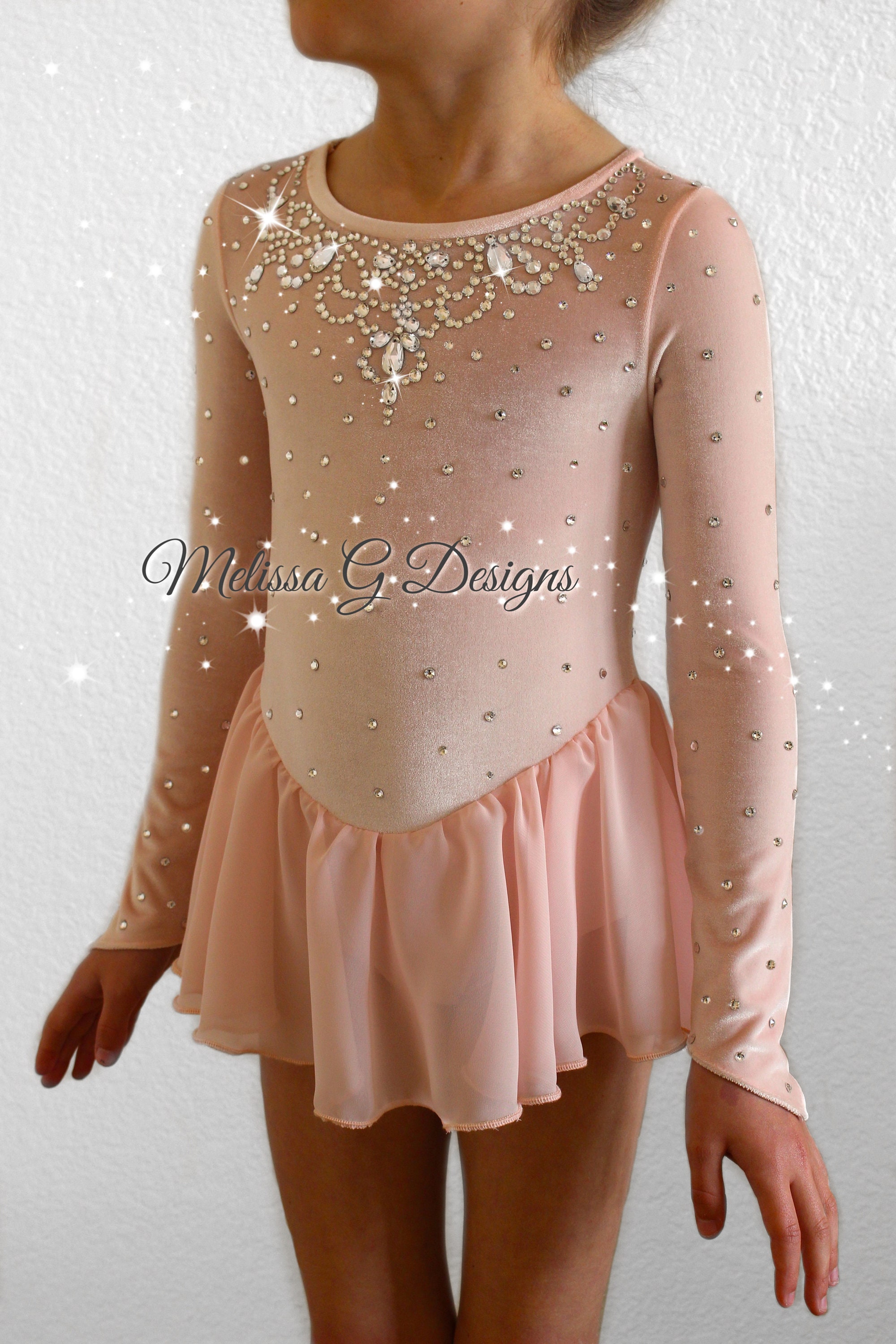 Figure Skate Dress Peach Pink Skating Dress Roller Skate Etsy