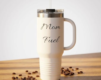 40oz Insulated Tumbler Stainless Steel Travel Mug Mom Fuel Workout Water Bottle Handled Straw Sipper Leak Resistant Thermal Drinkware Mother