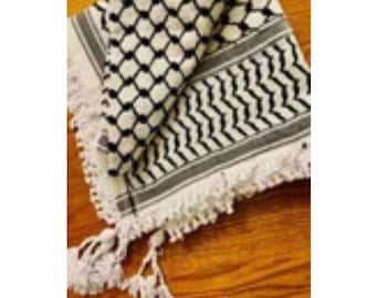 クフィーヤ スカーフ パレスチナ クフィーヤ アラブ 白 黒 - Etsy 日本