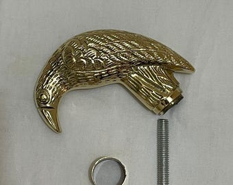 Brass Crow Walking Stick Handle: Handmade Cane Topper - 11cm