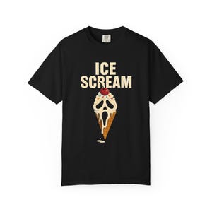 Scream Unisex Garment-Dyed T-shirt, Ghostface, Summer Apparel, Ice Cream Lovers Gift, Halloween, Casual Wear