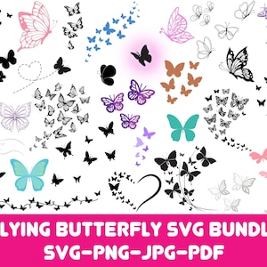 Flying Butterflies Svg Bundle, Flying Butterflies Png, Butterflies Svg Png, Flying Butterflies Clipart, Cricut Files, Instant Download