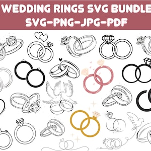 Marriage Rings Svg Bundle, Ring Svg, Wedding Svg, Clipart, Silhouette, Cricut, Engagement Ring SVG, Marriage Svg, Instant Download