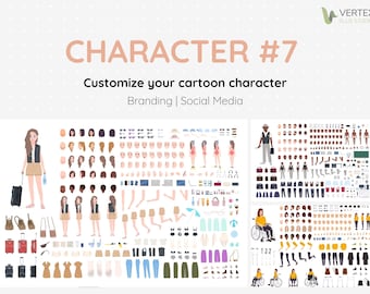 Customize your cartoon character to life | Character#7 | AI format Fully Editable | Branding Social Media | Easy to use customization
