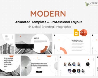 Moderne Animierte Power Point Vorlage | Architektur | Brandmal | Infografik | High-End | Dynamische Übergänge & professionelles Layout