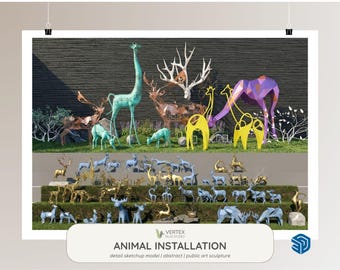 Modelos de esculturas de animales en 3D / Diseño de parques de SketchUp (archivo SKP)