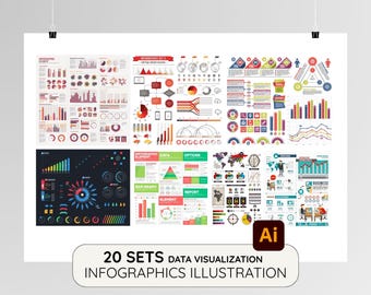 Infografik Illustration Set vol1 | Bearbeitbares Vektor-Infografik-Bundle | Daten-Visualisierung & Präsentations-Grafiken | AI-Illustration