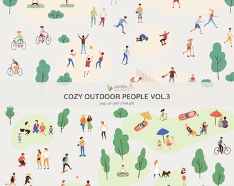 Gemütliches Draussen Menschen Vol.3 | PNG, PSD, Ai | Vektor Mensch | Architektur und Design | Gratis Geschenk