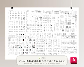 Dynamische Autocad Block vol4 Bibliothek Premium | 1000+ | Vollständiger Block-Satz DWG | Architektur, Interior, Landschaft, Design | Tatsächliches Produkt