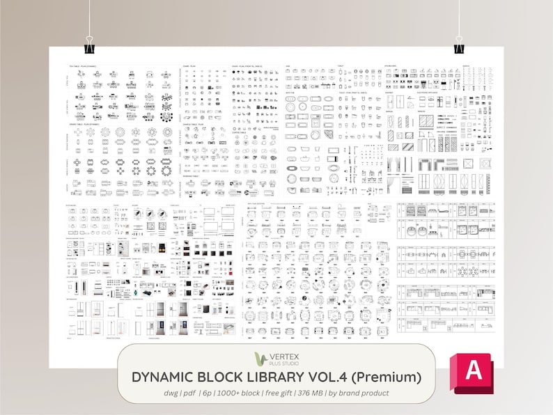 Library Blocks Rayon Dynamic Autocad Block Vol4 Library Premium | 1000+ | Full Block Set DWG ...