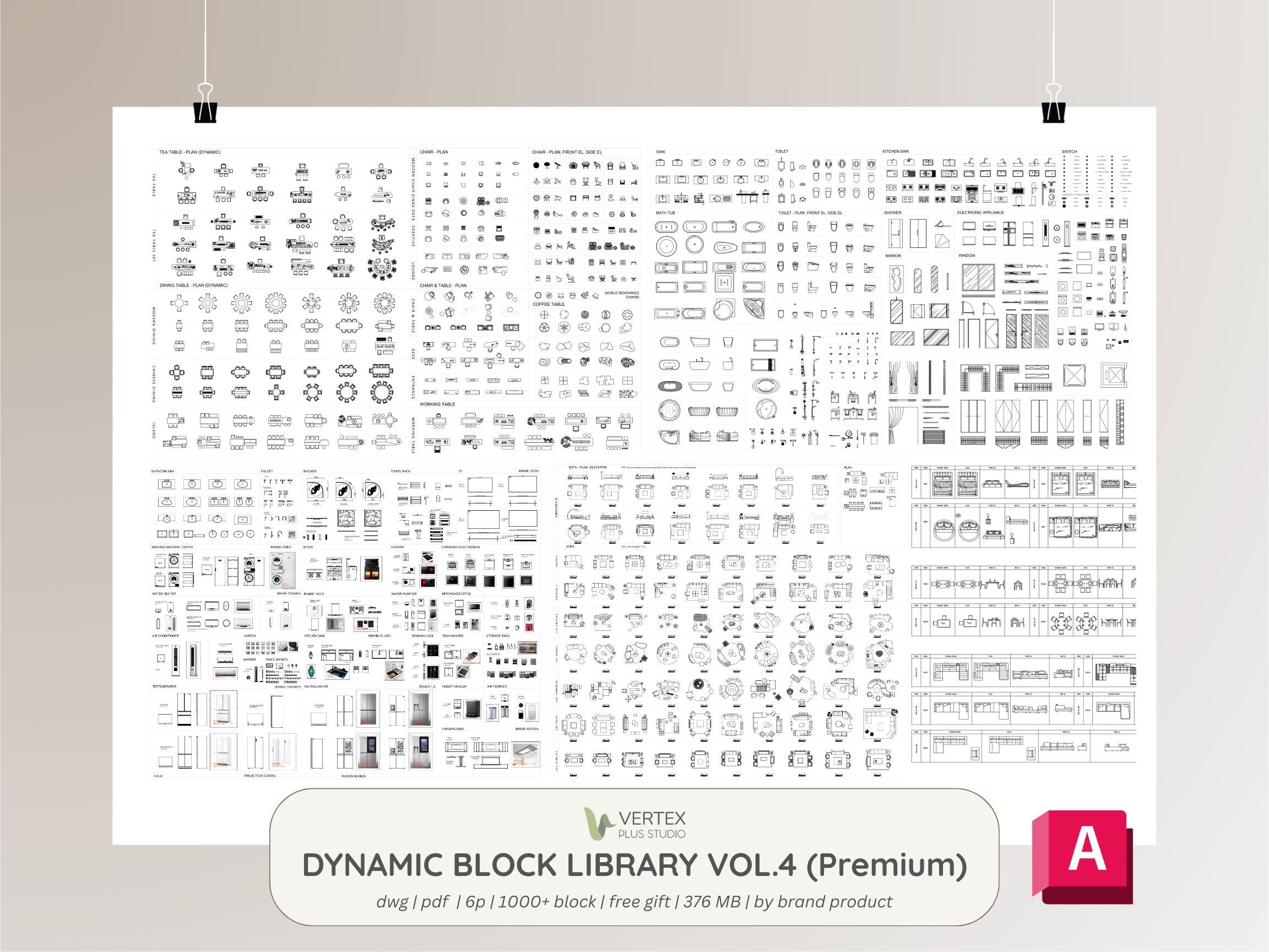 Autocad Dynamic Blocks Library Dynamic Autocad Block Vol4 Library Premium | 1000+ | Full Block Set DWG ...
