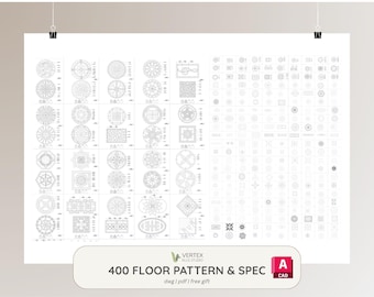 400 Zeichnungen von Bodenmustern | Autocad DWG (Digital Download) | Technische | Interior Design Architektonisch