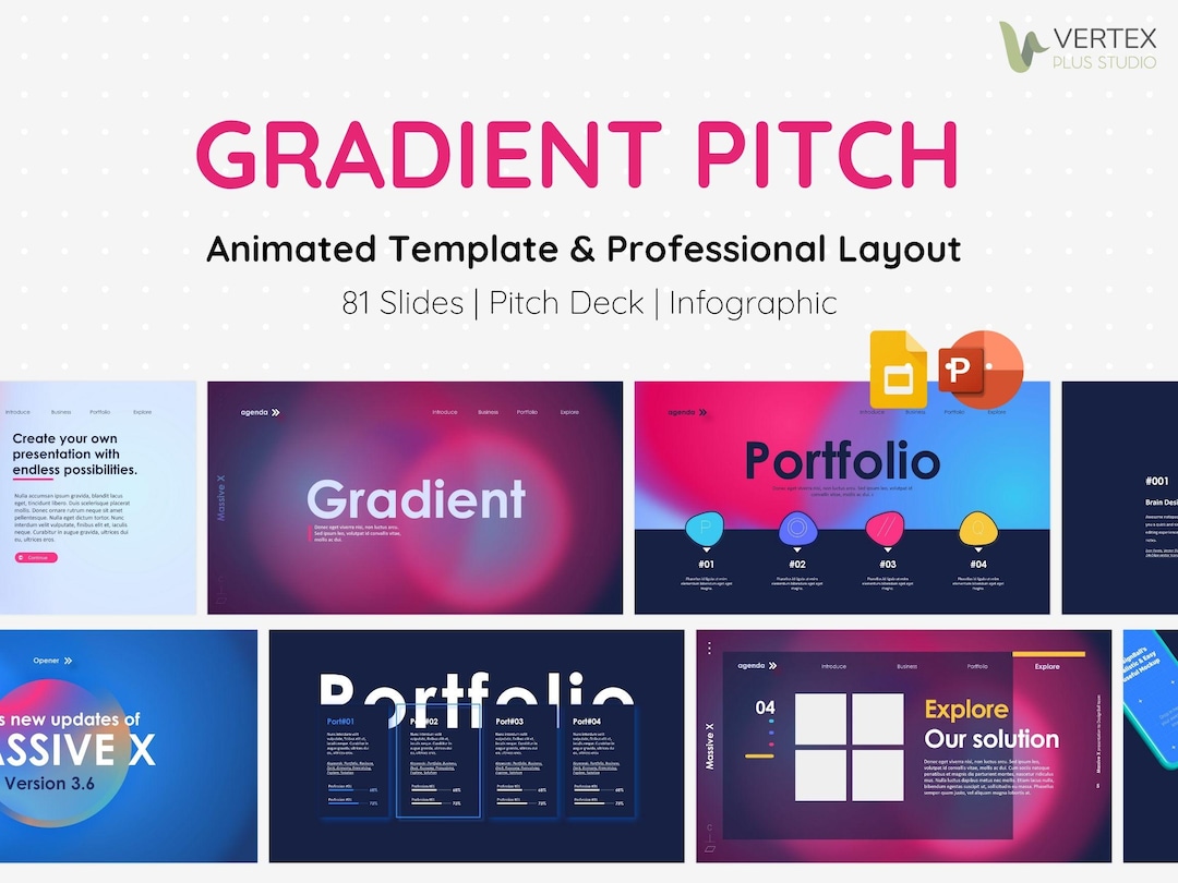 Gradient Pitch Deck Animated Powerpoint Template | Infographic | High ...