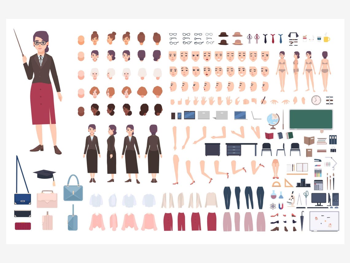 Customizable Characters Graphics Customize Your Cartoon Character to Life | Character#5 | AI Format ...