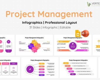 Plantilla de PowerPoint para infografías de gestión de proyectos / Infografía / Diseño profesional de alta calidad