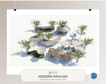 Moderne Pavilion Kollektion | Sketchup Model | Freiform | Parkstruktur | Landschafts Architektur