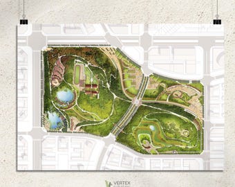 Plan Maestro de Arquitectura Paisajista / Plano de Sitio de Diseño Urbano / PSD / Alta Resolución