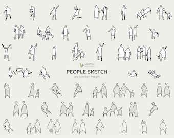 Boceto de personas arquitectónicas / Boceto a mano en diferentes estilos / PNG, PSD, Ai / Arquitectura y diseño / Regalo gratis