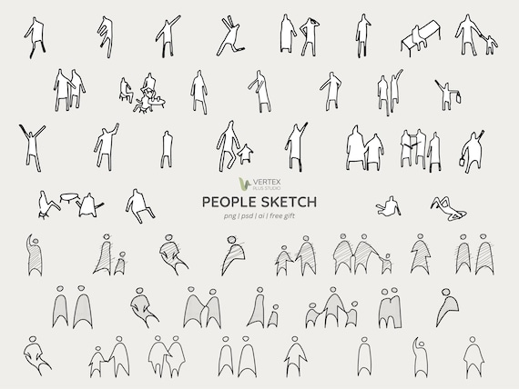 Architectural People Sketch | Hand sketch different styles | PNG, PSD, Ai | Architecture and Design | Free Gift