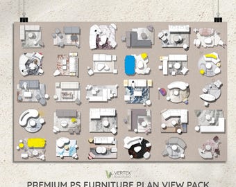 Möbel Plan Ansicht Pack | Interior Design-Assets (Digitaler Download)