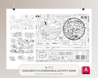 Zona de juegos y actividades infantiles / Área deportiva / Punto nodal del plano / PDF de AutoCAD / Arquitectura paisajística de parques / Regalo gratuito