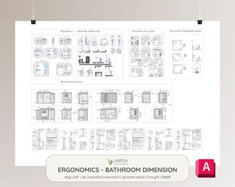 Ergonomische Badezimmer Dimension Höhe Typische Standard | Autocad DWG | Dynamischer Block | Architektur, Innendesign | Gratis Geschenk