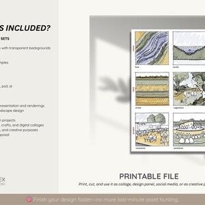 May include: A digital download product with architectural line drawing sets. Includes 200+ PNG files, 4 PSD files, and 2 AI files. The product is perfect for architectural presentations, urban design, and educational projects. The text on the image says "Printable File".