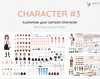 Customize your cartoon character to life | Character#3 | AI format Fully Editable | Branding Social Media | Easy to use customization
