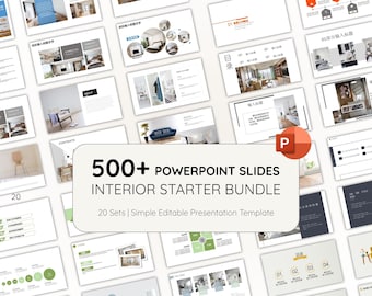 500+ Slides | Interior Designer Starter Bundle | PowerPoint Template for Designer | Simple Editable