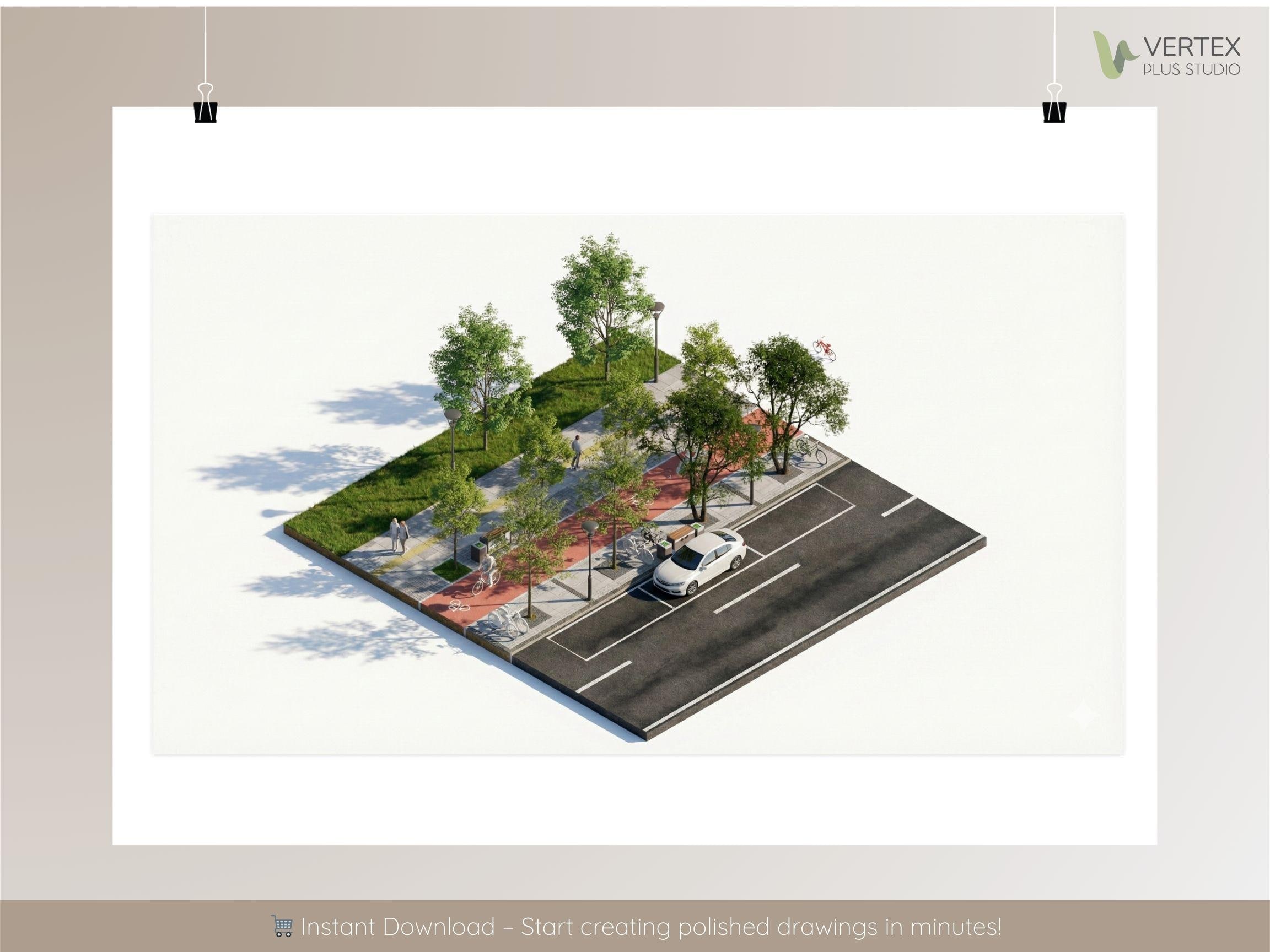 13 Pedestrian Sidewalk Collection | 1.2 GB Detail Sketchup Model ...