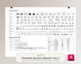 Dynamic AutoCAD Block Library Vol2 |  By category | 1000+ | Full block set DWG | Architectural, Interior, Landscape, Design