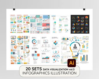 Infografik Illustration Set vol3 | Bearbeitbares Vektor-Infografik-Bundle | Daten-Visualisierung & Präsentations-Grafiken | AI-Illustration