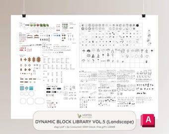 Dynamische Autocad Blockbibliothek Vol5 | Landschaft | Farbig | 400+ | Vollständiger Block-Satz DWG | Architektur, Interior, Landschaft, Design | GESCHENK