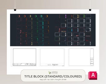 AutoCAD Title Block Library | 100+ | General, coloured DWG template | Architectural, Interior, Landscape, Design