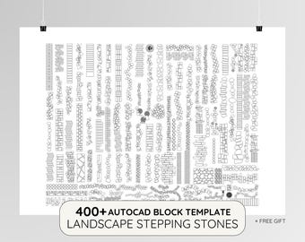 Ponad 400 kamieni do tworzenia ścieżek krajobrazowych | Szablon biblioteki bloków AutoCAD w formacie dwg | w warstwie zerowej
