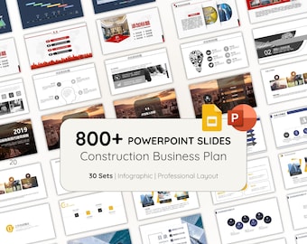 800+ Folien Power Point Vorlage | Konstruktion Business Plan | Einfach Sauber | High-End | Professionelles Layout