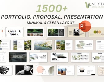 1500 Power Point Vorlage Bündel | Porfolio Vorschlag Präsentation | Vollständig bearbeitbare Vorlagen | Minimales & sauberes Layout