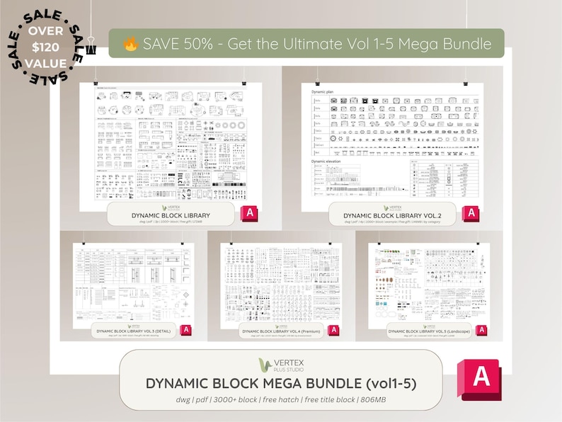 Dynamic AutoCAD Block Library vol.1 | 1000+ | Full block set DWG | Architectural, Interior, Landscape, Design | Free Gift image 3