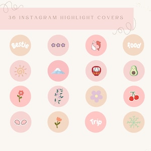 36 Cute Instagram Highlight Covers Pink Pastel Icons for Stories  Cute Pink & Beige Pastel Covers Pack Kawaii Instagram Story Covers