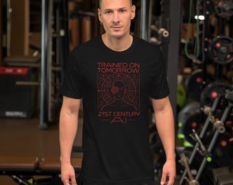 Trained on Tomorrow — Futuristic AI T-Shirt, Black Bella Canvas Tee