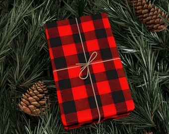 Papel de regalo con estampado de cuadros de búfalo, papel de regalo rústico festivo