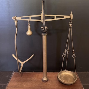 Large Antique Victorian Brass & Cast Iron Balance Scale