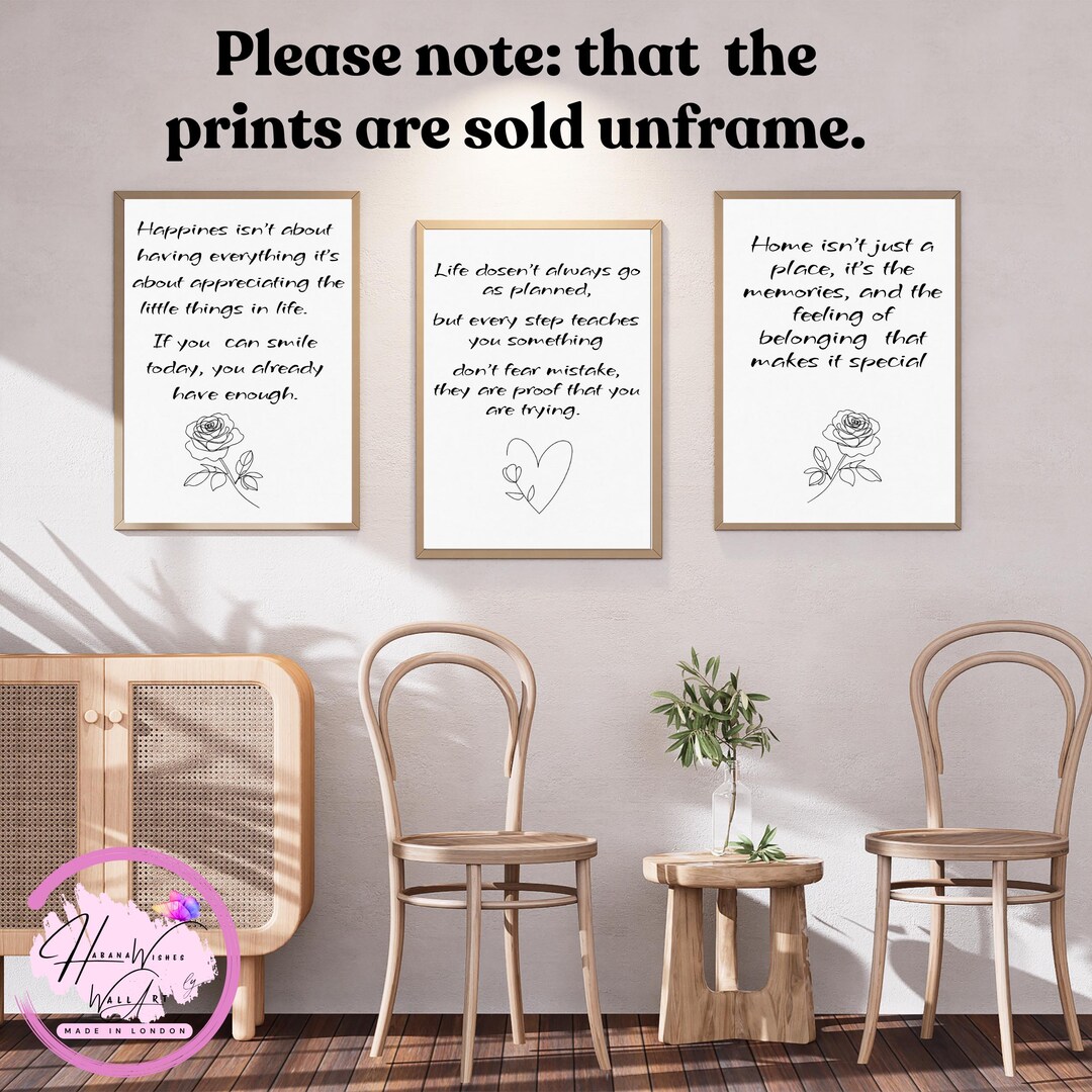 Motivational Quote Prints - Set of 3 Minimalist Wall Art (unframed) - Etsy