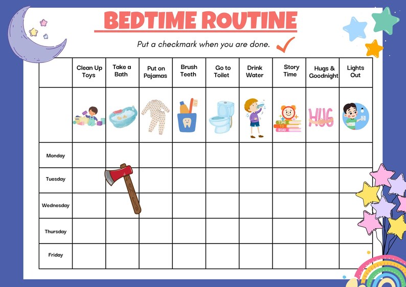 Check Mark Routine Printable Kids Routine Chart – Instant Digital Download | Printable ...