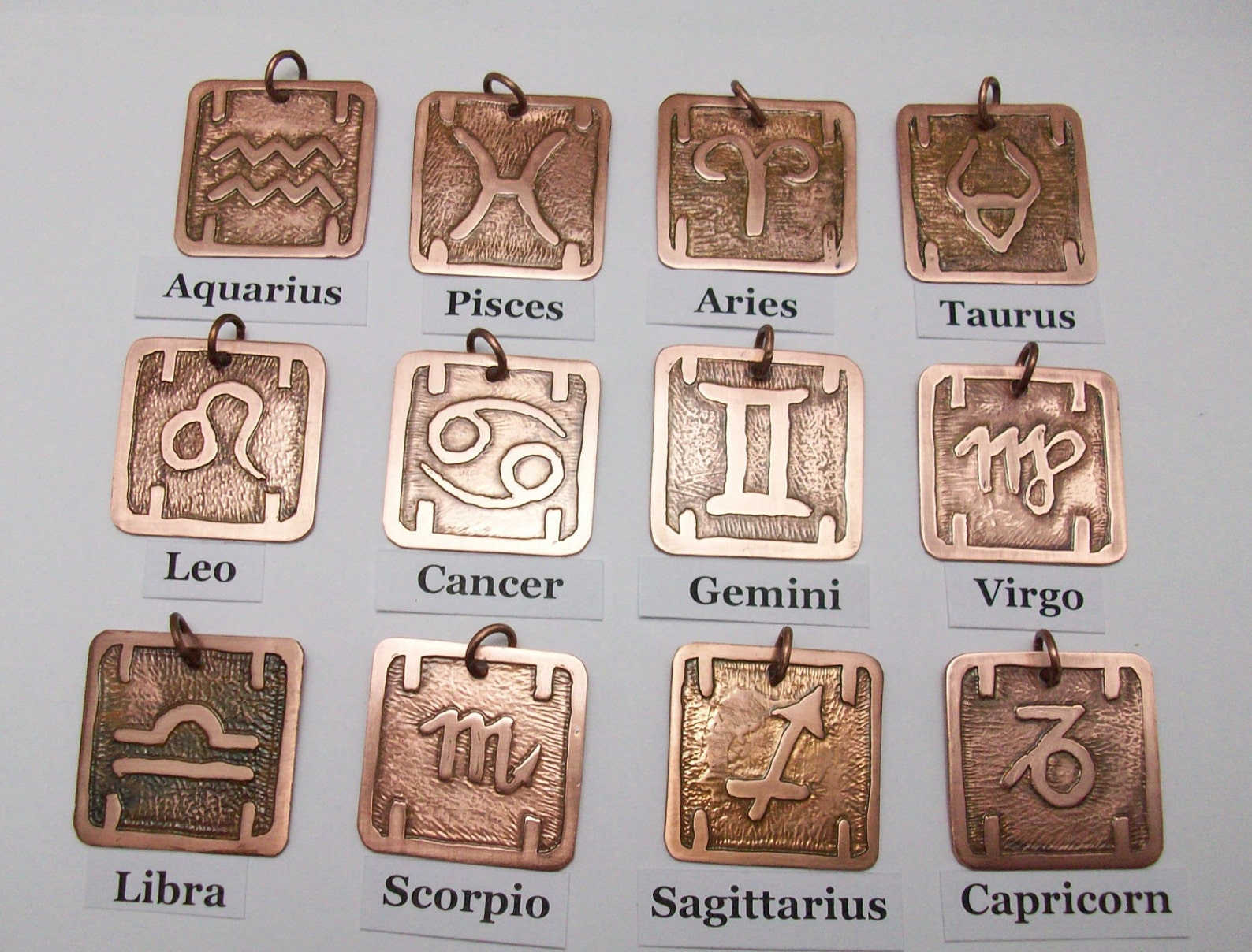 ZODIAC SIGNS Etched Copper PENDANT. Horoscope Astrology Etsy